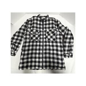Dickies Mens M Black White Plaid Lined Flannel Jacket Quilted Zip Front READ